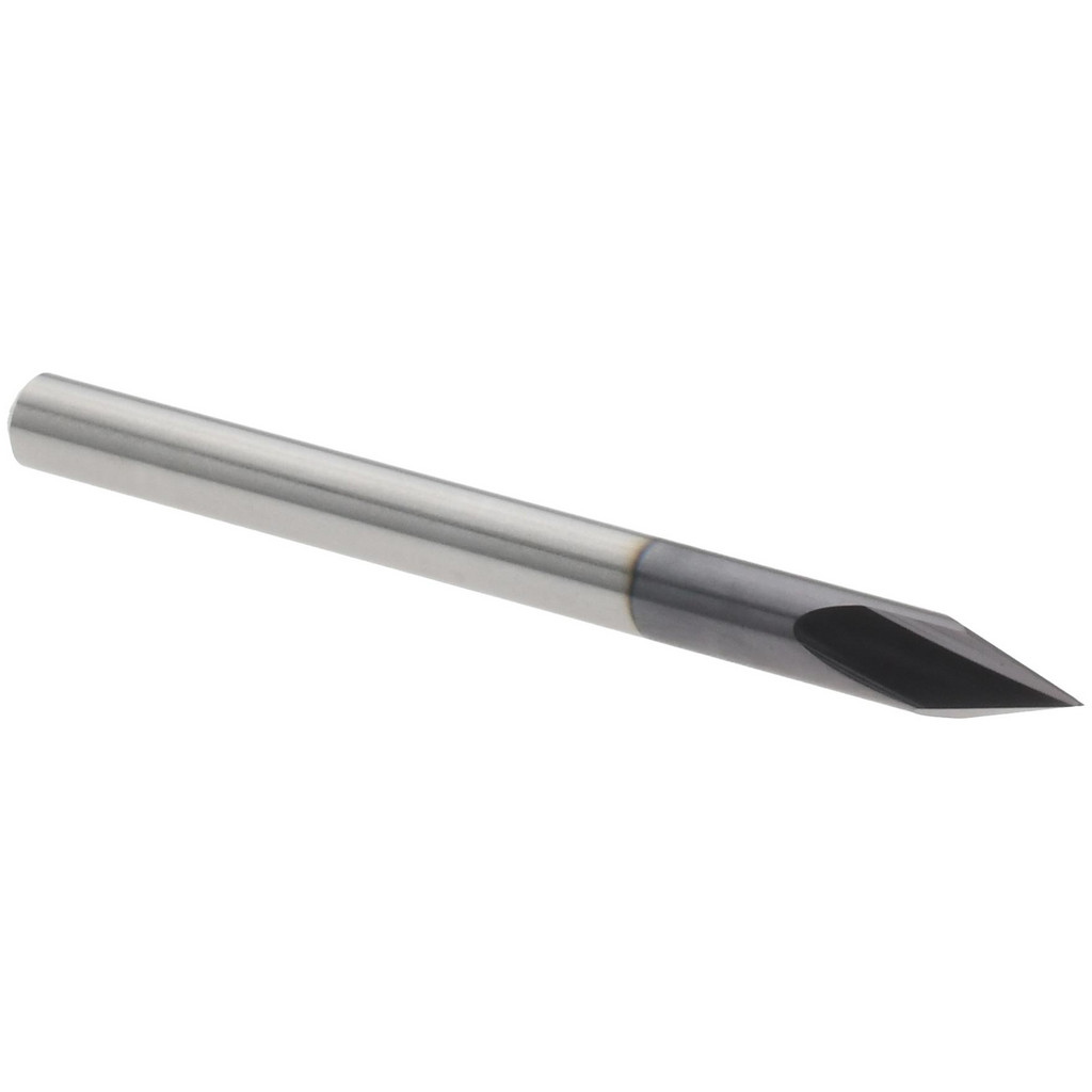 Harvey Tool Chamfer Mill: 1/8" Dia, 45 deg, 2 Flute, 1/8" Shank Dia, Solid Carbide, Single End - 1-1/2" OAL, AlTiN Coated | Part #18723-C3