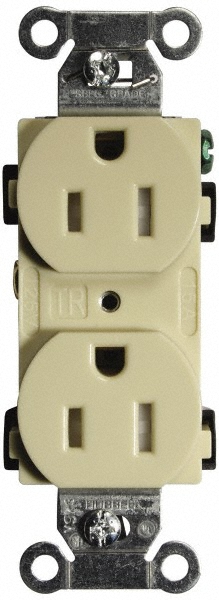 Straight Blade Duplex Receptacle: NEMA 5-15R, 15 Amps, Self-Grounding - Specification, Ivory