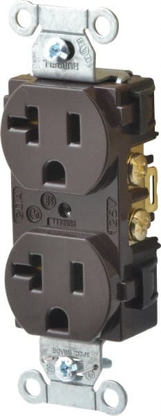 20A New 125V Hubbell RR201 Commercial Grade Single Outlet Receptacle Brown 