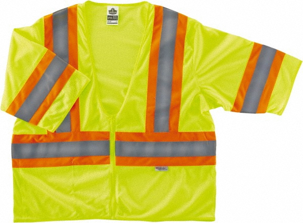 High Visibility Vest: Small/Medium - Lime, Zipper Closure, 1 Pocket