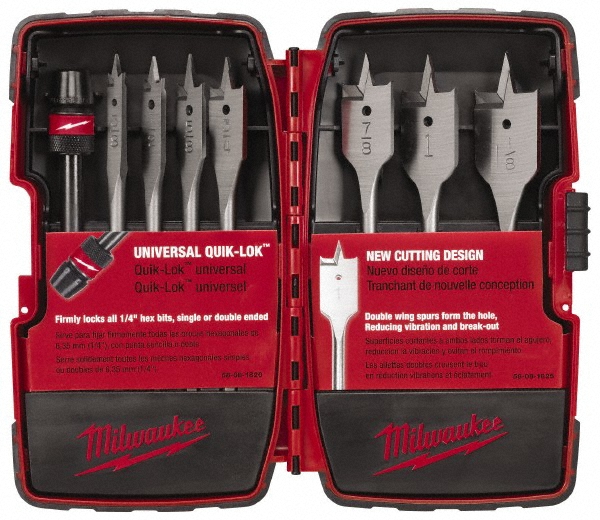 Milwaukee Tool 3/8 to 11/8", Bright Finish, Carbon Steel Spade Drill