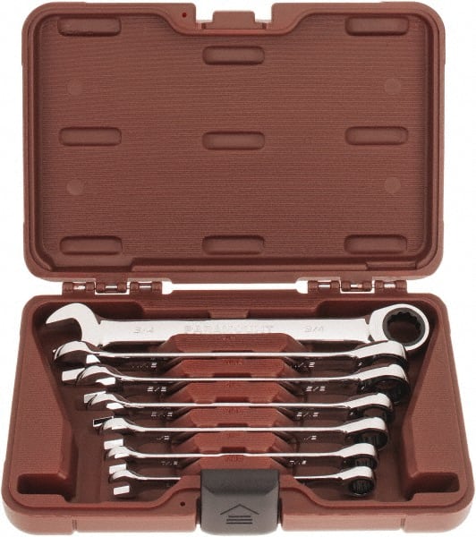 Paramount PAR-7PCBAGSETI Ratcheting Combination Wrench Set: 7 Pc, 1/2" 11/16" 3/4" 3/8" 5/8" 7/16" & 9/16" Wrench, Inch 