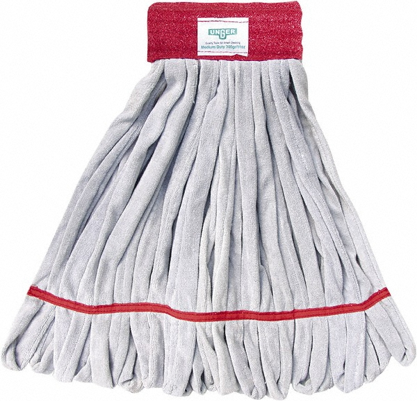 Wet Mop Loop: Clamp Jaw, Medium, Gray Mop, Microfiber