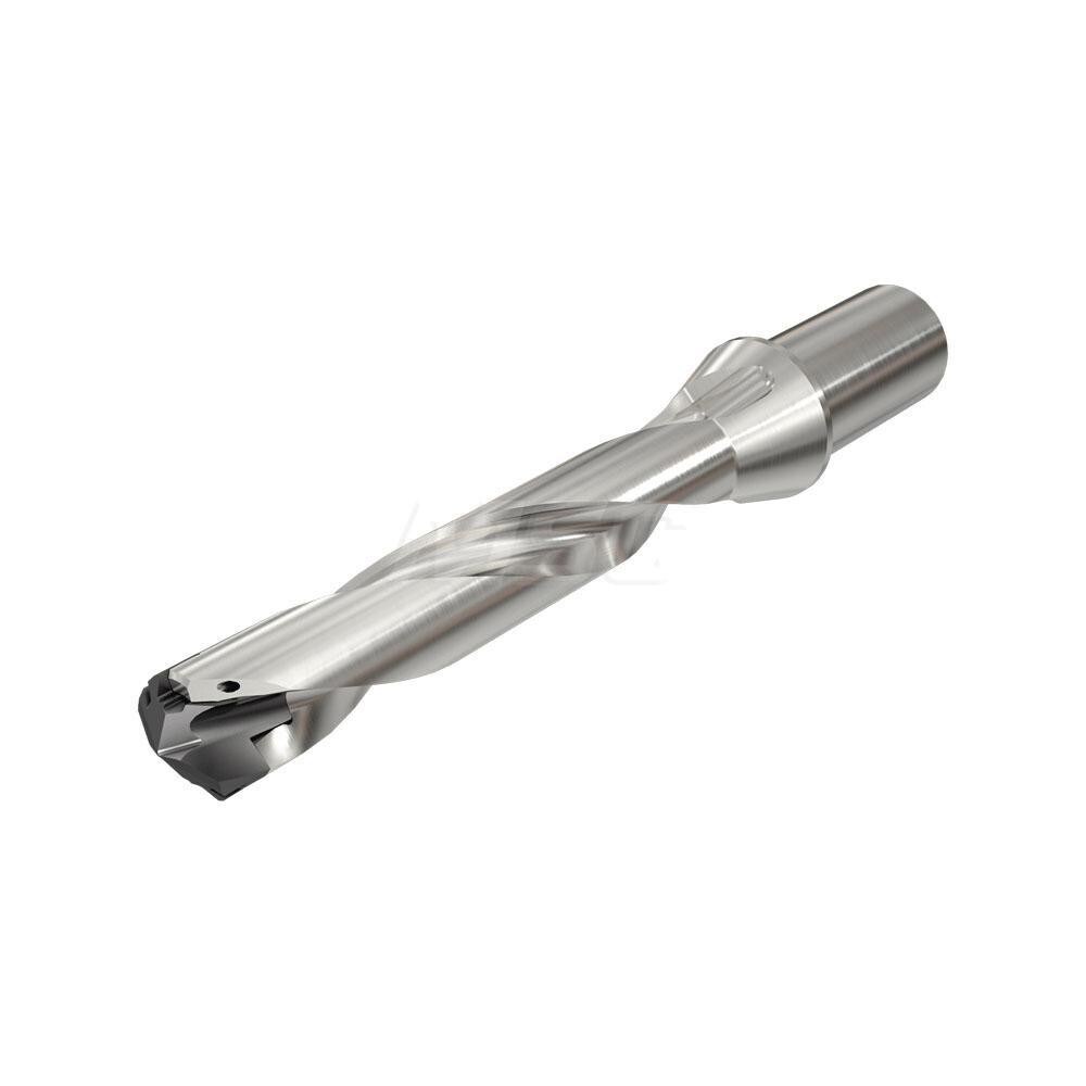 Replaceable-Tip Drill: 0.669 to 0.705" Dia, 3.47" Max Depth, 3/4" Flatted Shank