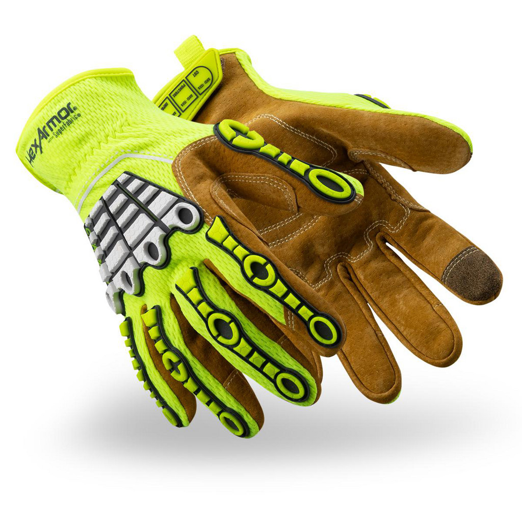 HexArmor 4060 Cut Resistant Impact Protection Work Gloves – Leather, Size Large (9)