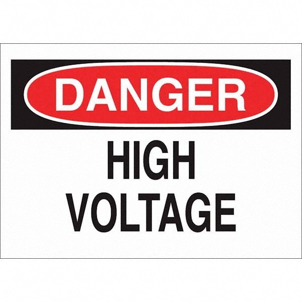 Warning & Safety Reminder Sign: Rectangle, "Danger, HIGH VOLTAGE"