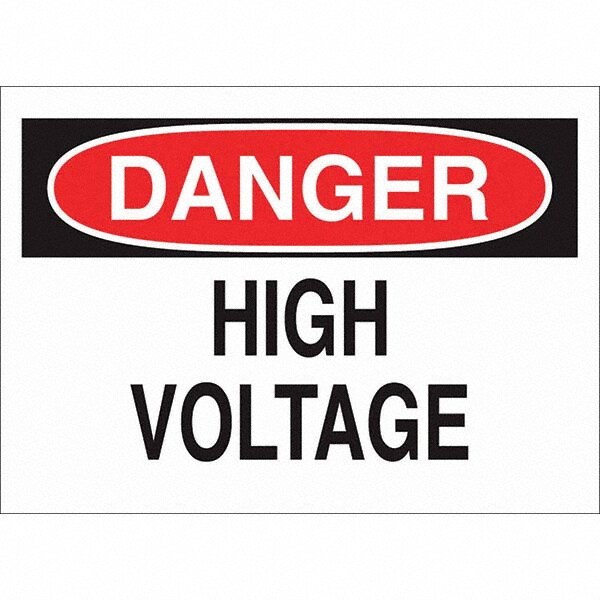 Warning & Safety Reminder Sign: Rectangle, "Danger, HIGH VOLTAGE"