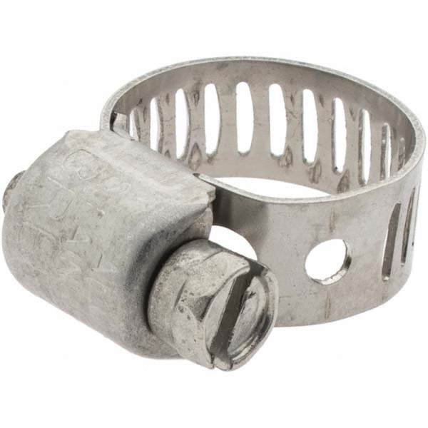 Worm Gear Clamp: 7/32 to 5/8" Dia, Stainless Steel Band