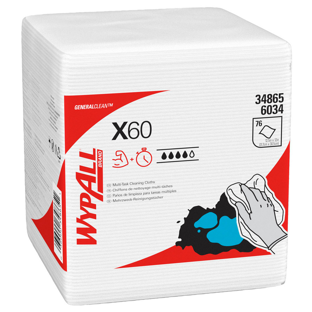 Photos - Soap / Hand Sanitiser Kimberly-Clark WypAll | X60 GeneralClean™ x60 Multi-Task Cleaning Cloths , Quarterfold, Strong & Absorbent Towels, White - 76 Sheets (34865)
