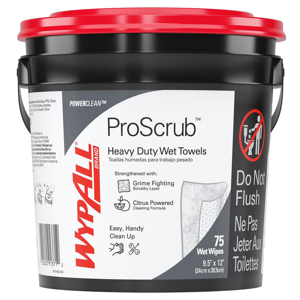 PowerClean&trade; ProScrub&trade; Heavy Duty Wet Towels (91371), Dual Action Cleaning, Large 9.5" x 12" Wipes, Bucket Included