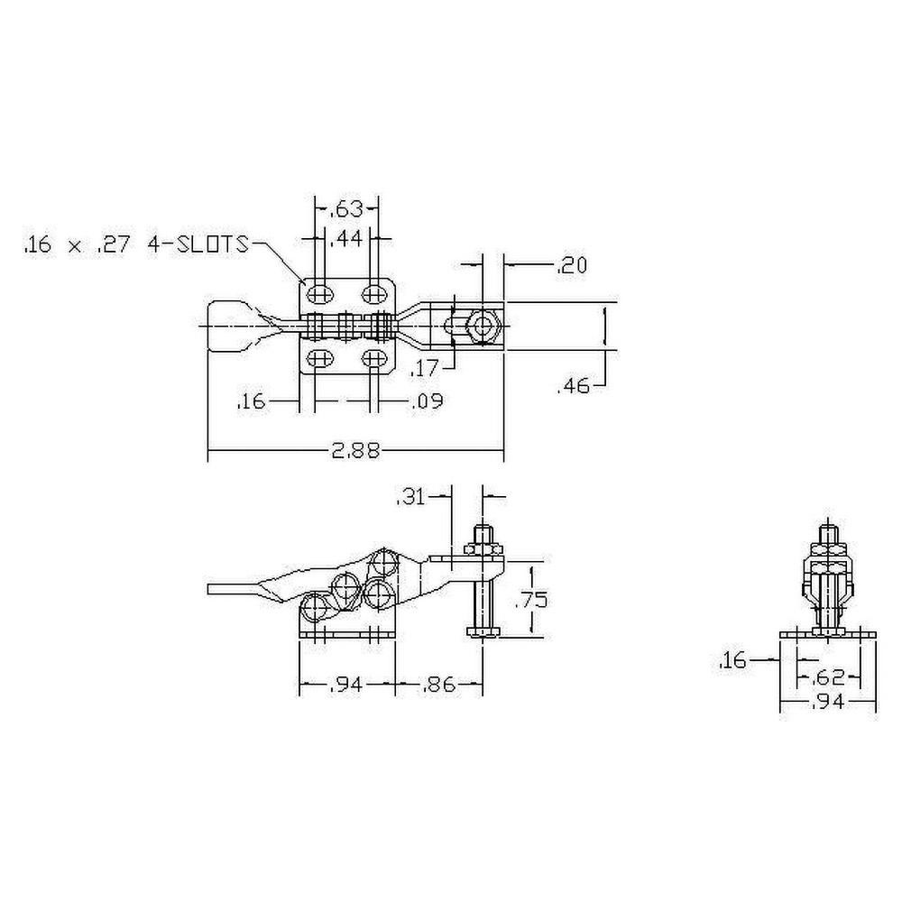 Lapeer Manual HoldDown Toggle Clamp Horizontal, 100 lb Capacity, U