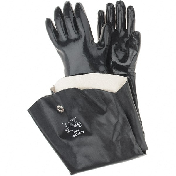 Ansell 09-430/10 Chemical Resistant Gloves: 80 mil Thick, Neoprene-Coated, Supported 