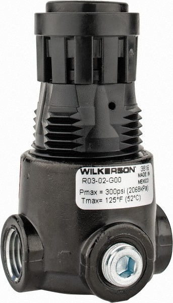 Wilkerson R03-02-G00 Compressed Air Regulator: 1/4" NPT, 300 Max psi, Miniature Image