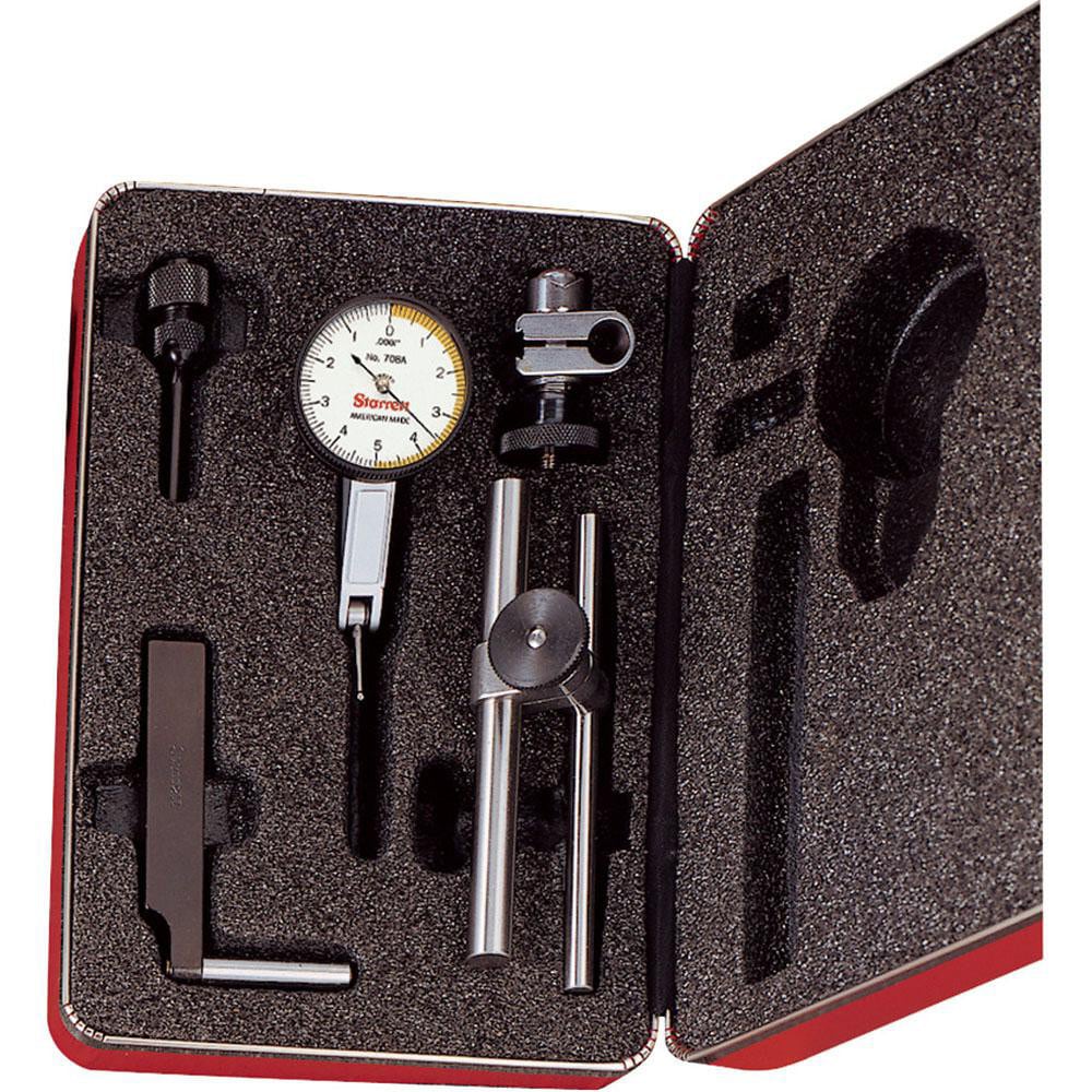 Starrett 64217 Test Indicator Kit: 7 Pc, 0.01" Measuring Range, 1-3/8" Dial Dia, 0-5-0 Dial Reading Image