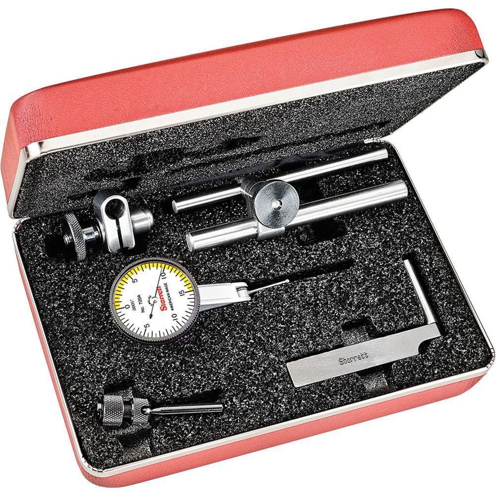 Starrett 64219 Test Indicator Kit: 7 Pc, 0.03" Measuring Range, 1-3/8" Dial Dia, 0-15-0 Dial Reading Image