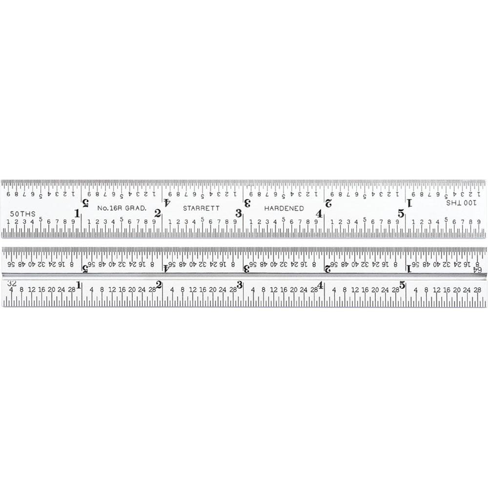 Starrett 50082 6 Inch Long Blade, 16R Graduation Combination Square Blade Image