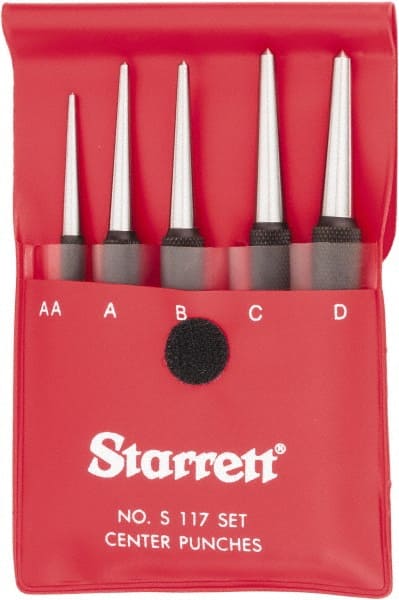 Center Punch Set: 5 Pc, 0.1667 to 0.1563"