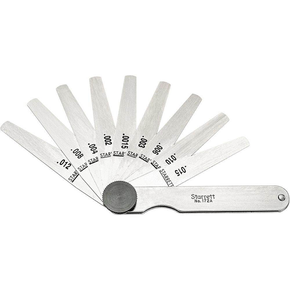 9 Piece, 0.0015 to 0.015" Thick, Tapered Feeler Gage Set