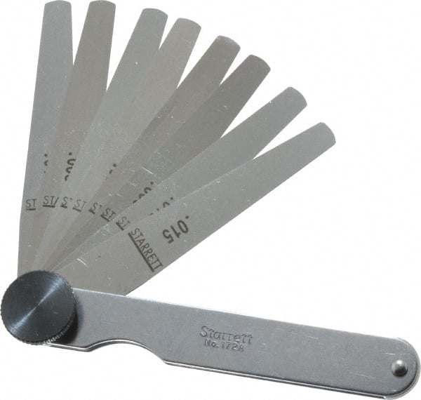 Tapered Feeler Gage Set 0.0015 to 0.025" Thick Starrett 26 Piece 