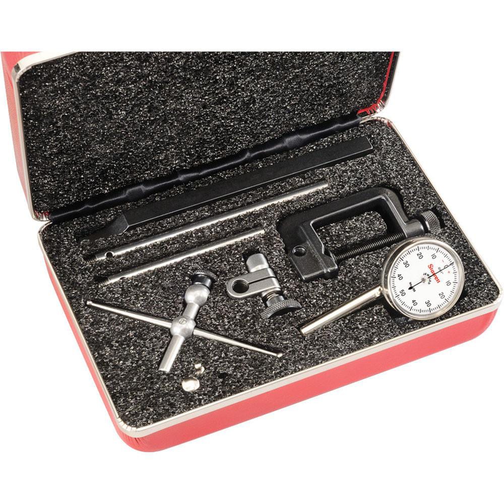 Starrett 50714 Test Indicator Kit: 10 Pc, 0.2" Measuring Range, 1-7/16" Dial Dia, 0-50-0 Dial Reading Image