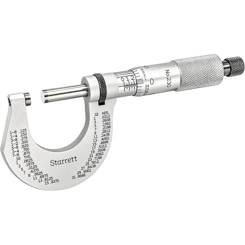 Starrett 50944 Mechanical Outside Micrometer: 1" Range, 0.0001" Graduation Image