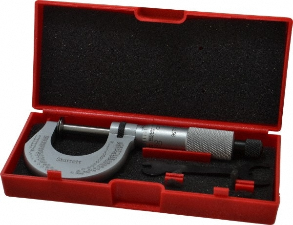 Starrett 51236 0 to 1 Inch, 0.001 Inch Graduation, Ratchet Stop Thimble, Mechanical Disc Micrometer Image