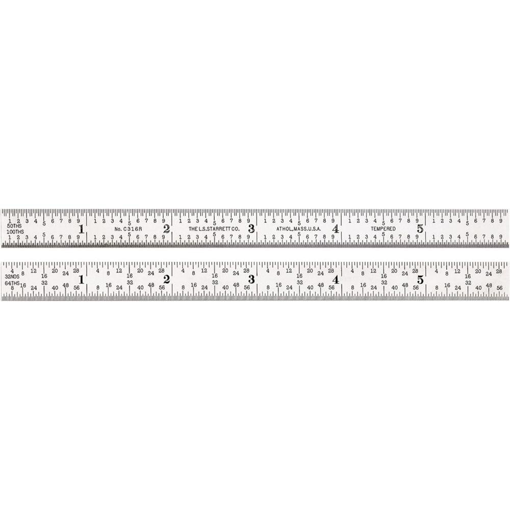 Starrett C303SR-24 Steel Ruler, 24 Long, 1 Wide