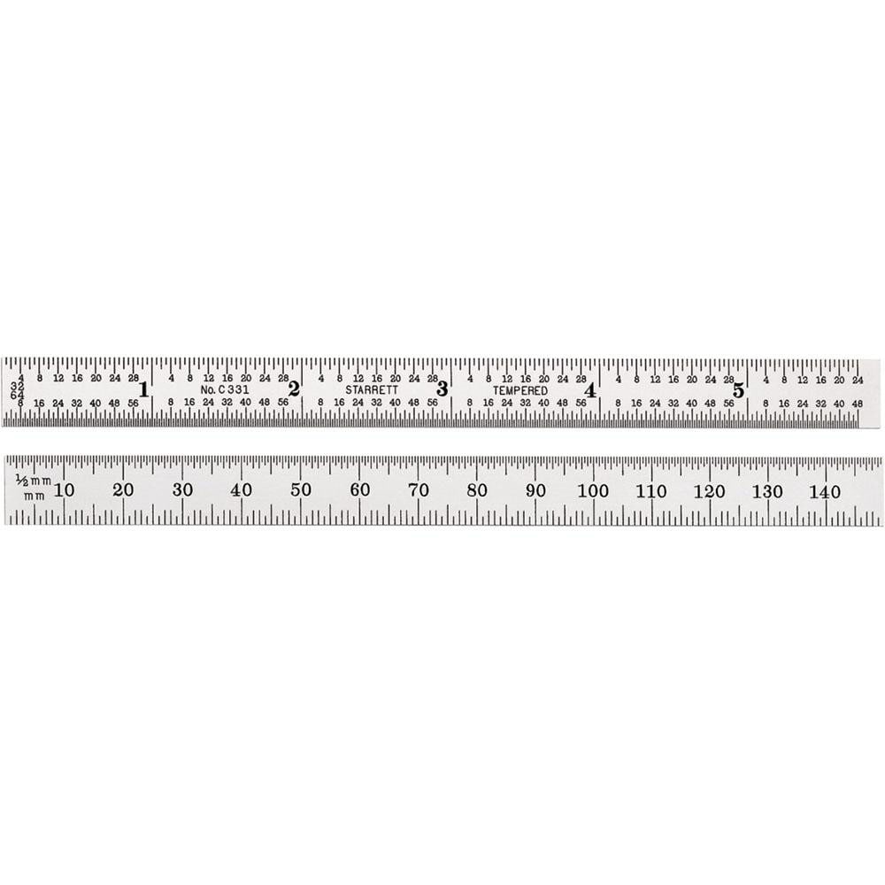 Starrett 51331 Steel Rule: 5-3/4" OAL, English & Metric Graduation, Flexible, 1/2" OAW Image