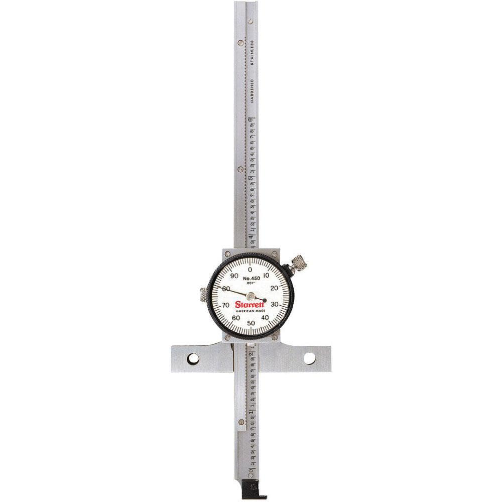 0 to 6 Inch Range, Stainless Steel, White Dial Depth Gage
