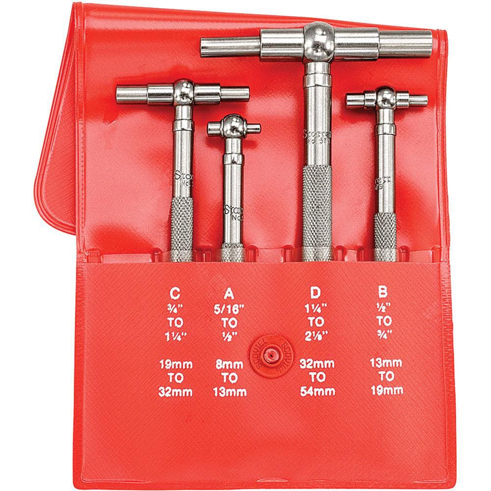 Starrett 52616 Telescoping Gage Set: 5/16 to 2-1/8", 4 Pc, Includes Case Image