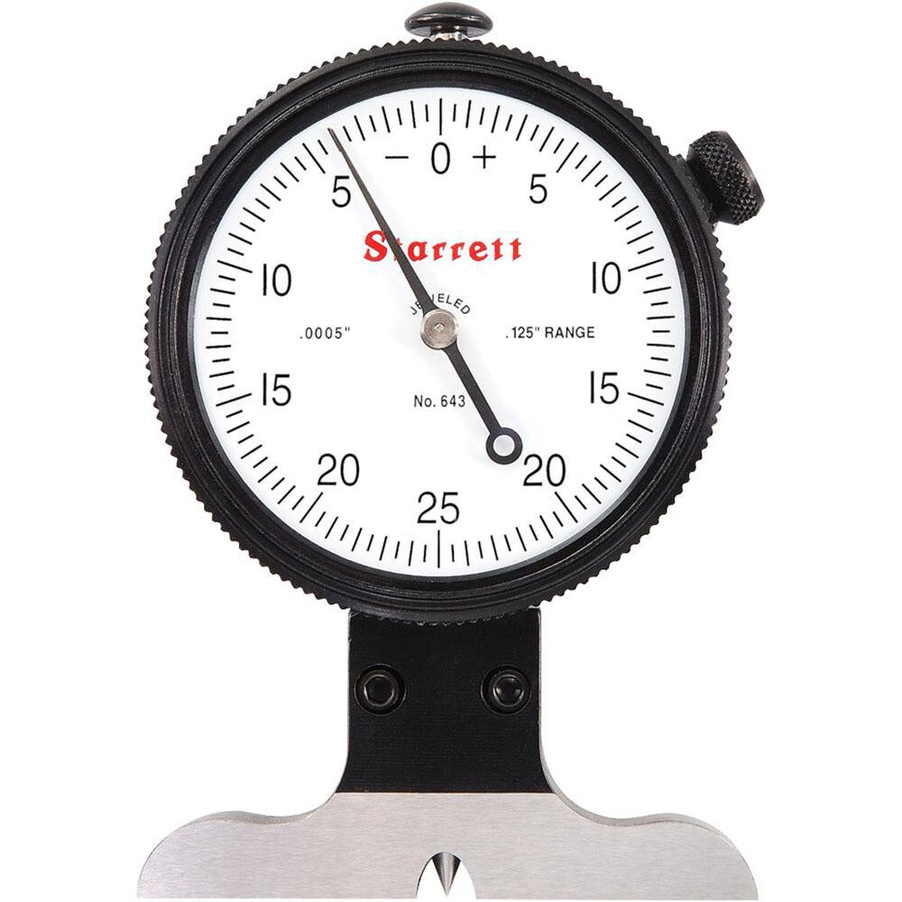 Dial Depth Gages; Maximum Measurement (Inch): 0.1250 ; Base Length: 63.5mm; 63.5in ; Base Length (mm): 63.5mm; 63.5in; 63.50 ; Base Length (Inch): 63.5mm; 63.5in; 63.50 ; Features: Ground Needle Point; Hardened; Knife-Edge Base ; Includes Hook: No