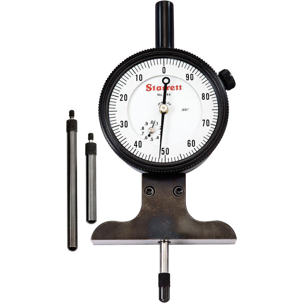 0 to 3 Inch Range, Ground Steel, White Dial Depth Gage