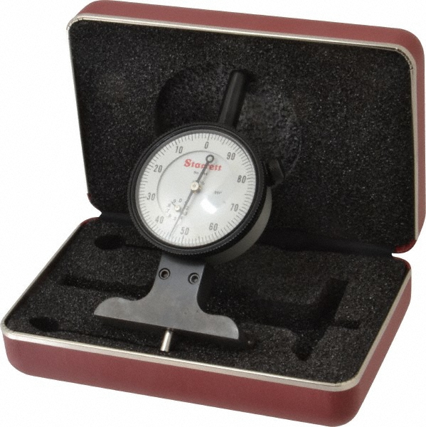 Starrett 0 to 3 Inch Range, Ground Steel, White Dial Depth Gage