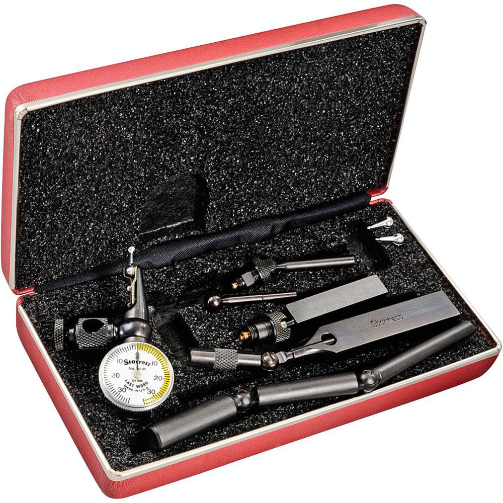 Test Indicator Kit: 11 Pc, 0.70 mm Max, 0-35-0 - Series 711, 0.0100 mm Graduation, 0.9  1.6 3.0 mm Ball, 3.97 mm Contact Point