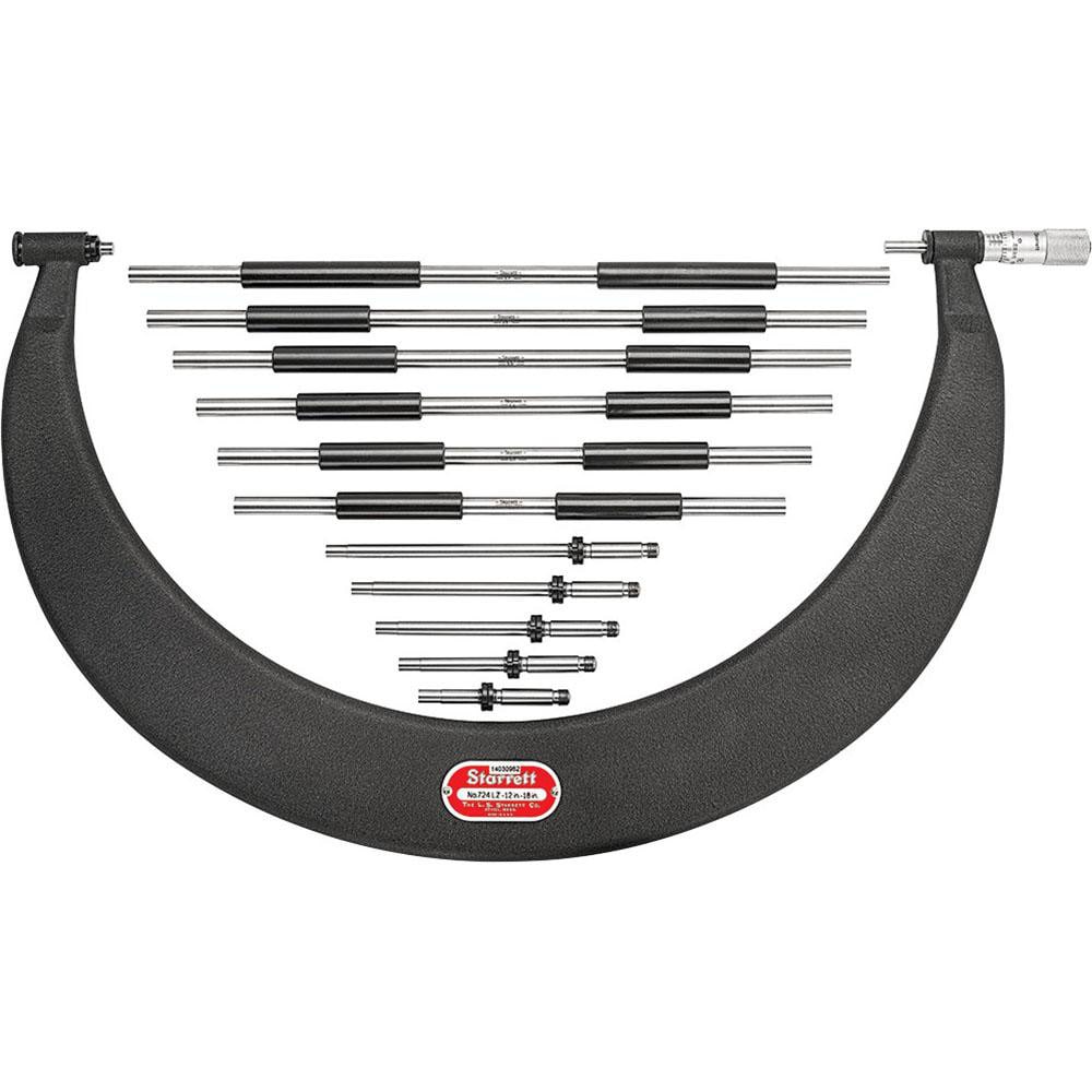 Starrett 52994 Mechanical Interchangeable Anvil Micrometer: 12 to 18" Range, 5 Anvils Image