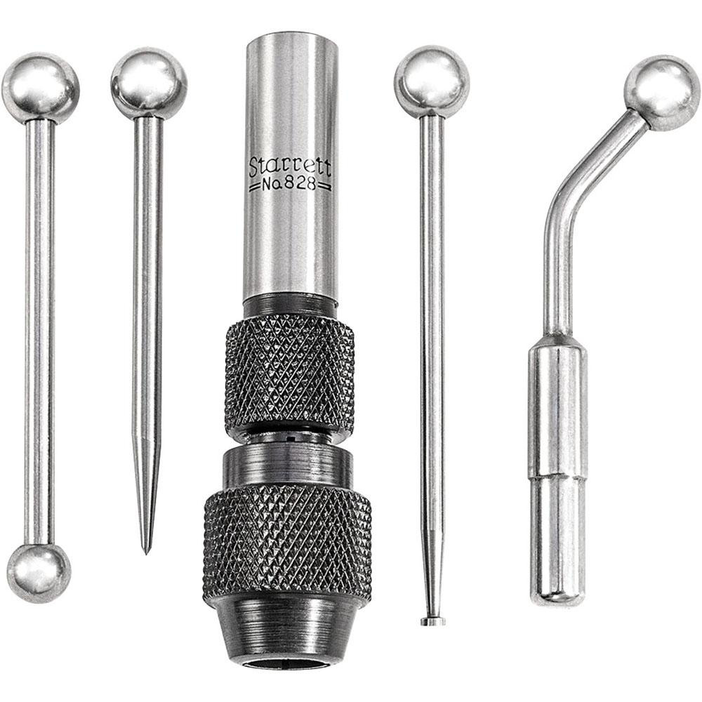 Single End, Center Finder Set Mechanical - 0.25" Head Dia, Ball, Conical, Disc Head Type, Includes 4 Attachments, Case, Holder, 4 Pieces