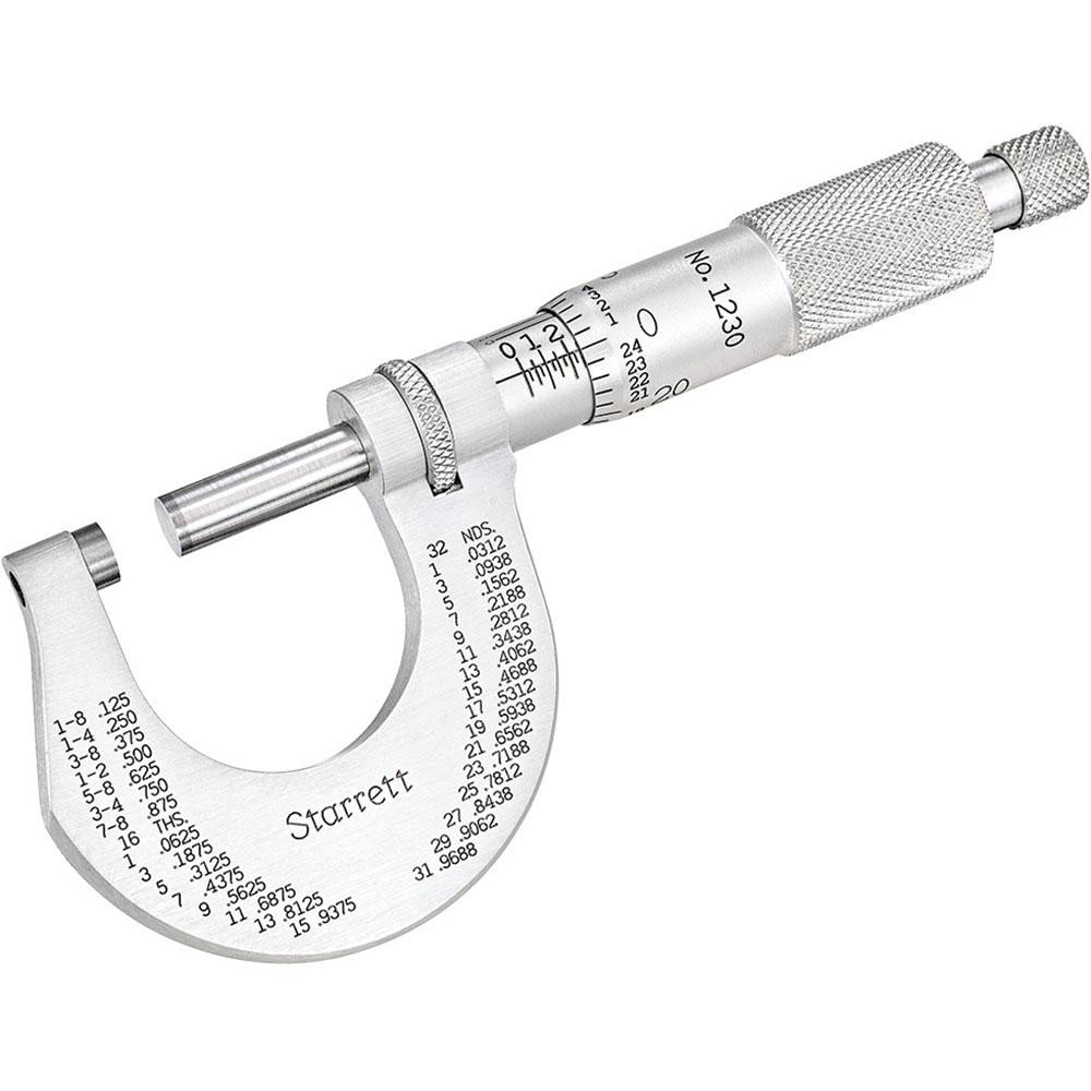 Starrett 53197 Mechanical Outside Micrometer: 1" Range, 0.0001" Graduation Image