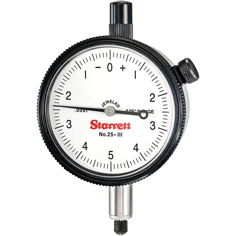 Starrett 53223 Dial Drop Indicator: 0 to 0.025" Range, 0-5-0 Dial Reading, 0.0001" Graduation, 2-1/4" Dial Dia Image