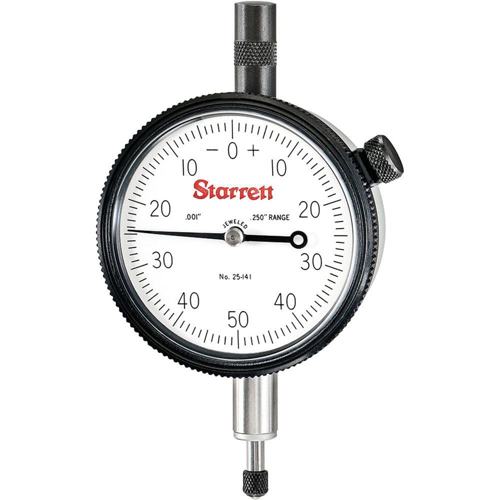 Starrett 53240 Dial Drop Indicator: 0 to 0.25" Range, 0-50-0 Dial Reading, 0.001" Graduation, 2-1/4" Dial Dia Image