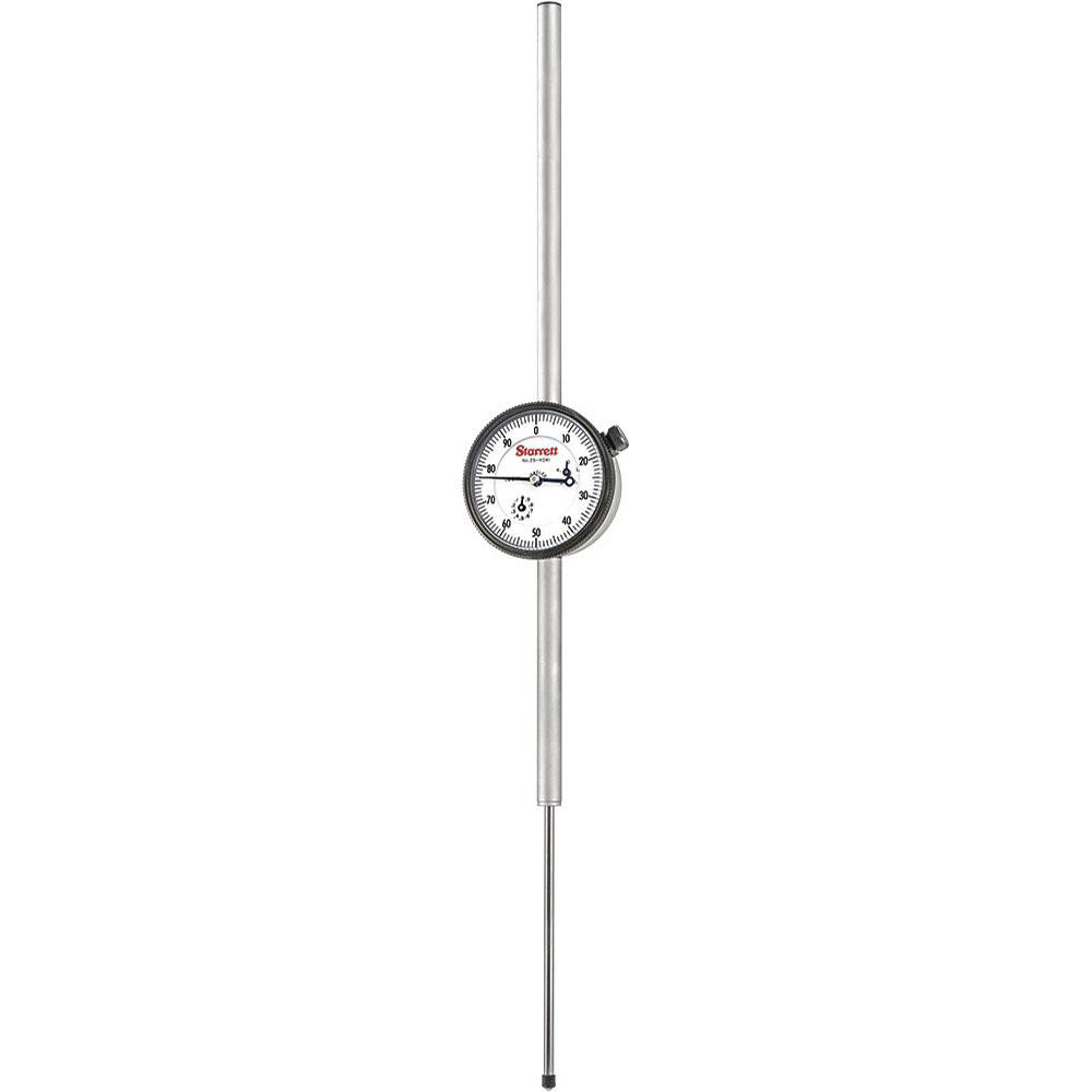Dial Drop Indicator: 4.0000" Max Measurement, 0-100 Dial Reading - White, Lug Back, Revolution Counter