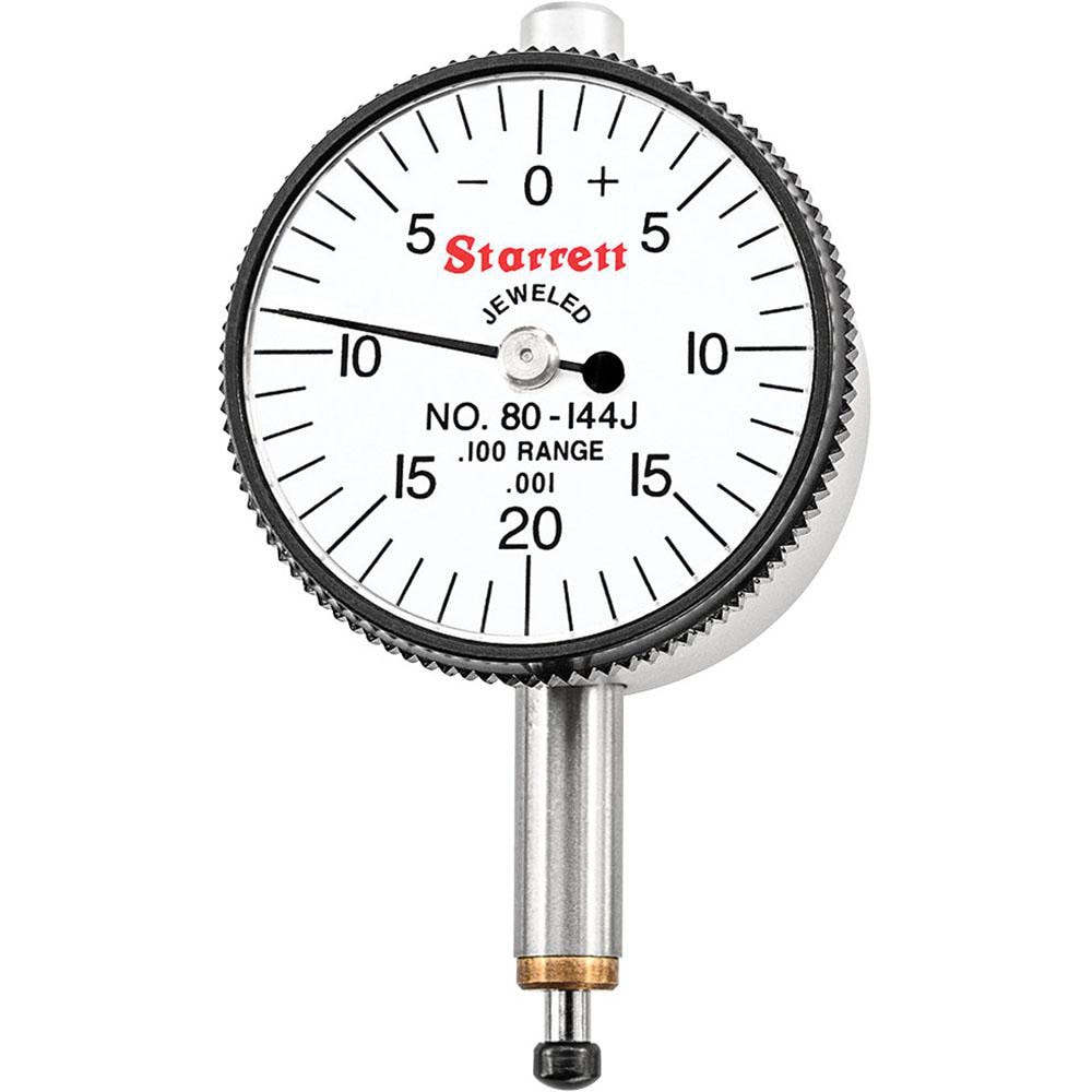 Starrett 55893 Dial Drop Indicator: 0 to 0.1" Range, 0-20-0 Dial Reading, 0.001" Graduation, 1-1/4" Dial Dia Image