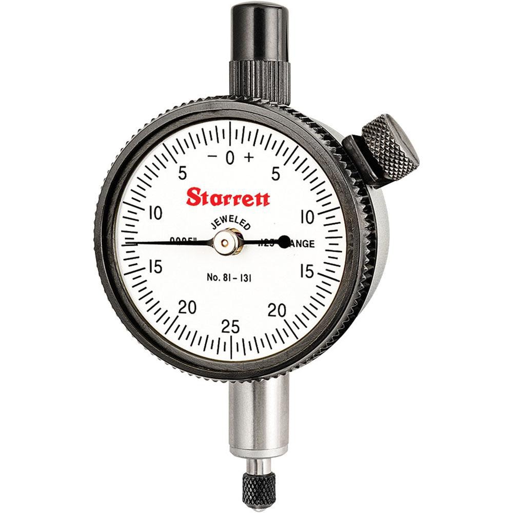 Starrett 53388 Dial Drop Indicator: 0 to 0.125" Range, 0-25-0 Dial Reading, 0.0005" Graduation, 1-11/16" Dial Dia Image