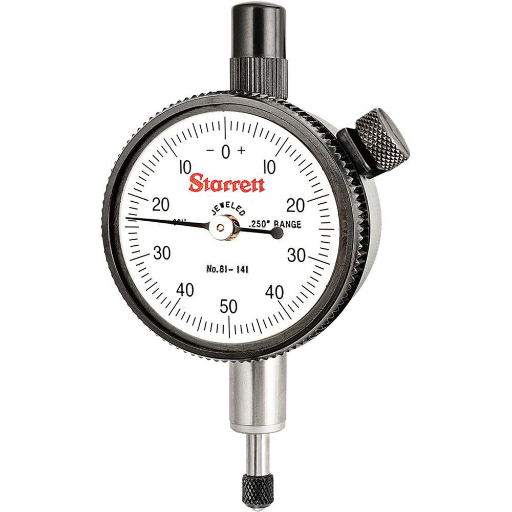Starrett 53400 Dial Drop Indicator: 0 to 0.25" Range, 0-50-0 Dial Reading, 0.001" Graduation, 1-11/16" Dial Dia Image