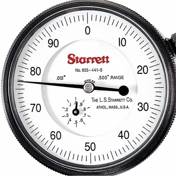Starrett 1/2" Range, 0100 Dial Reading, 0.001" Graduation Dial Drop