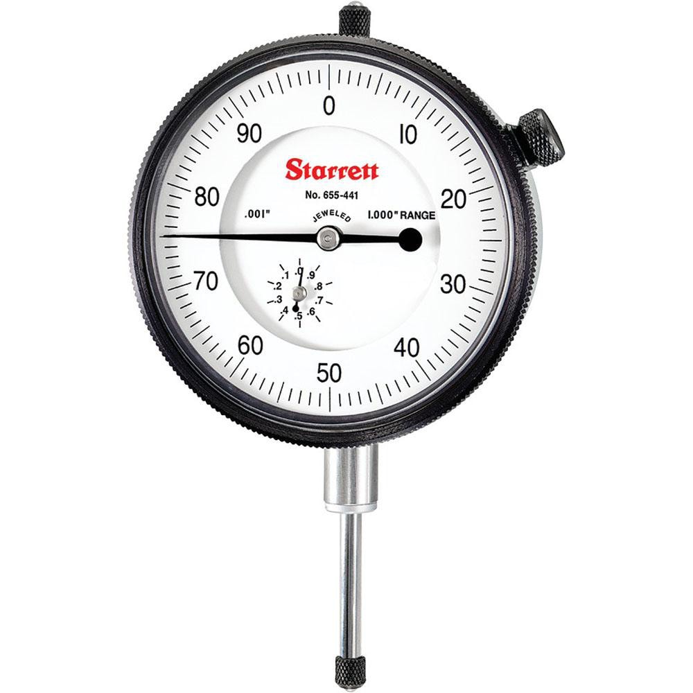 Starrett 53613 Dial Drop Indicator: 0 to 1" Range, 0-100 Dial Reading, 0.001" Graduation, 2-3/4" Dial Dia Image