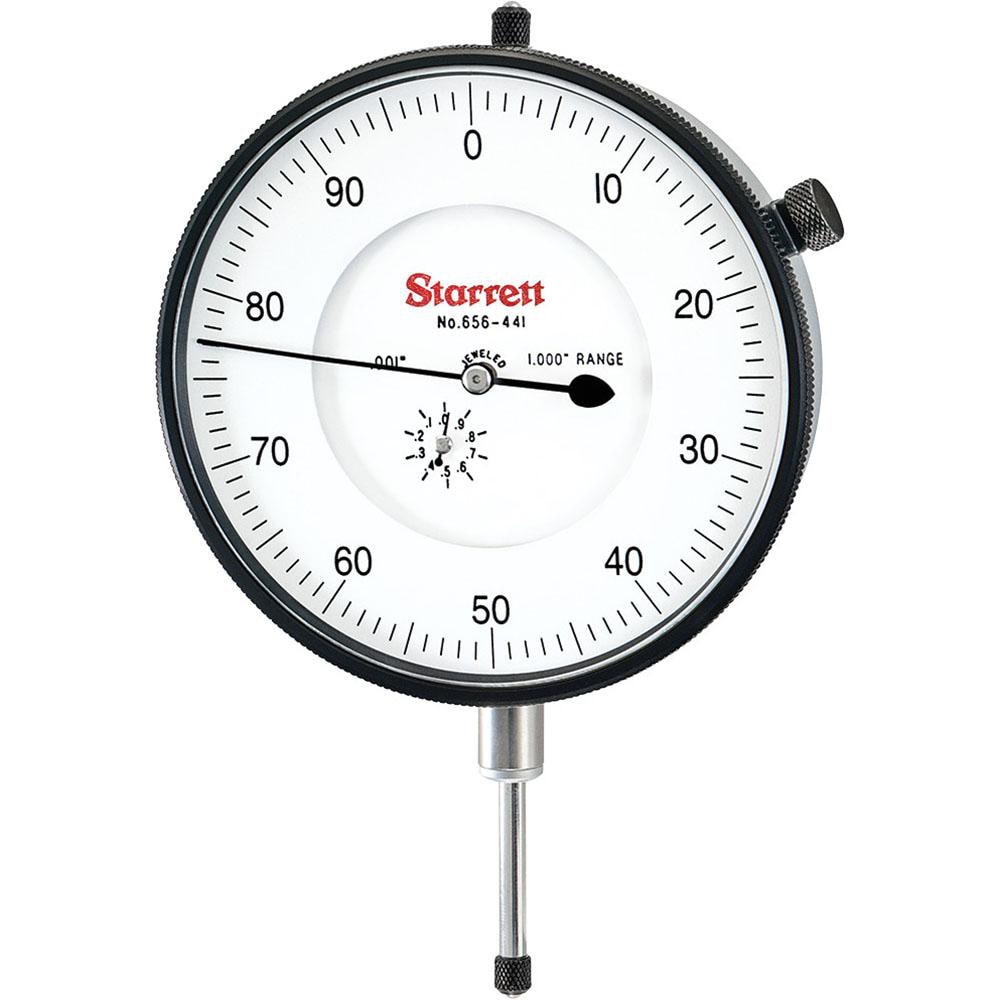 Starrett 53789 Dial Drop Indicator: 0 to 1" Range, 0-100 Dial Reading, 0.001" Graduation, 3-5/8" Dial Dia Image