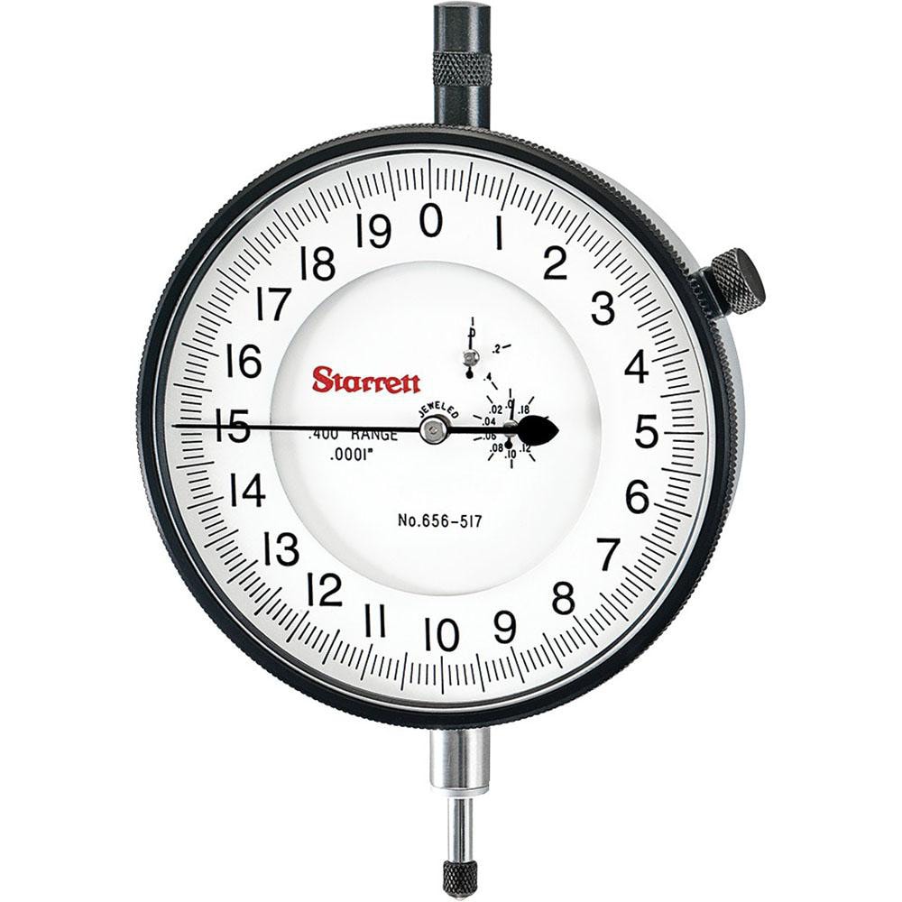 Starrett 53797 Dial Drop Indicator: 0 to 0.4" Range, 0-20 Dial Reading, 0.0001" Graduation, 3-5/8" Dial Dia Image