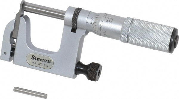 Starrett 50746 0 to 1 Inch Range, Carbide Face, Satin Chrome Coated, Mechanical Multi Anvil Micrometer Image