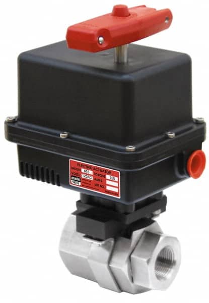 Gemini Valve 84M66N615120A Motorized Automatic Ball Valve: 1/4" Pipe, Stainless Steel 