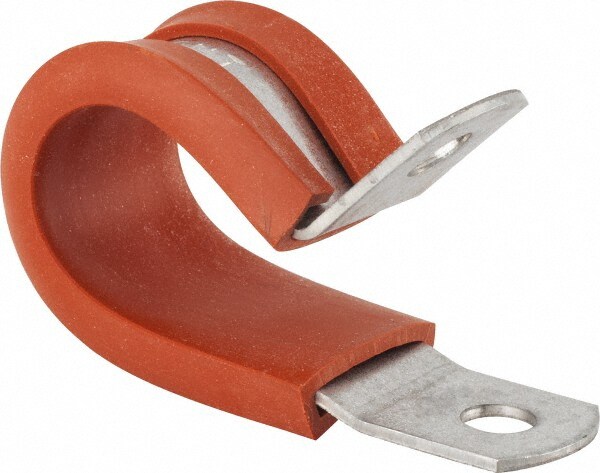 Cushion Clamp: 1-3/4" Pipe, Stainless Steel, Red